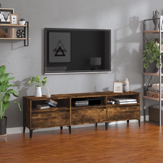 Füstös tölgy színű szerelt fa TV-szekrény 150 x 30 x 44,5 cm