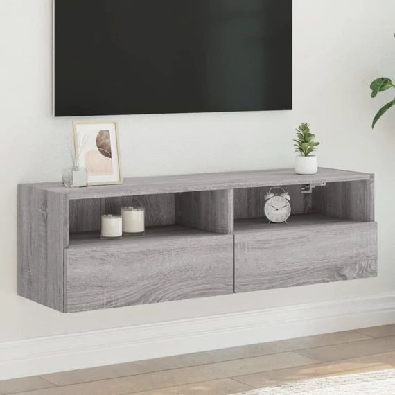 Szürke sonoma színű szerelt fa TV-szekrény 100 x 30 x 30 cm