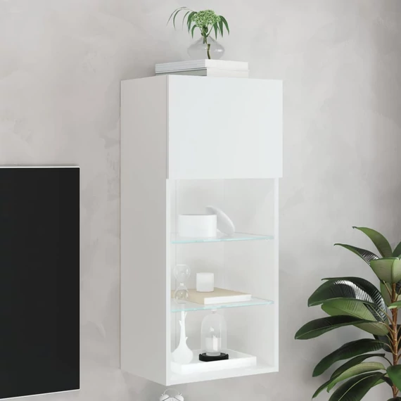 Fehér TV-szekrény LED-lámpákkal 40,5x30x90 cm