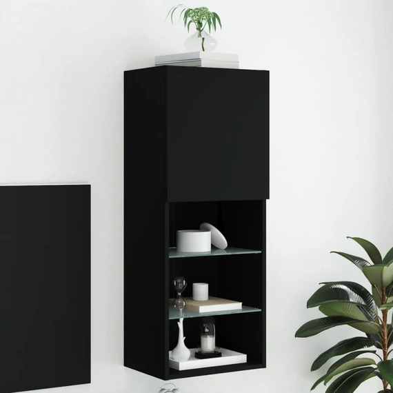 Fekete TV-szekrény LED lámpákkal 40,5 x 30 x 102 cm