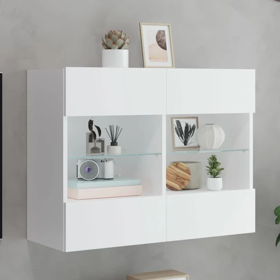 Fehér falra szerelhető TV-szekrény LED-lámpákkal 78,5x30x60,5cm