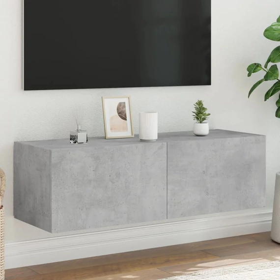 Betonszürke fali TV-szekrény LED-világítással 100 x 35 x 31 cm