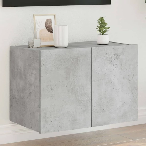 Betonszürke falra szerelhető TV-szekrény LED-del 60x35x41 cm