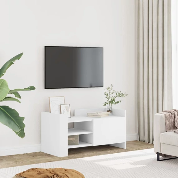 Fehér szerelt fa TV-szekrény 80 x 35 x 40 cm