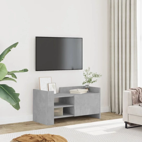 Betonszürke szerelt fa TV-szekrény 80 x 35 x 40 cm