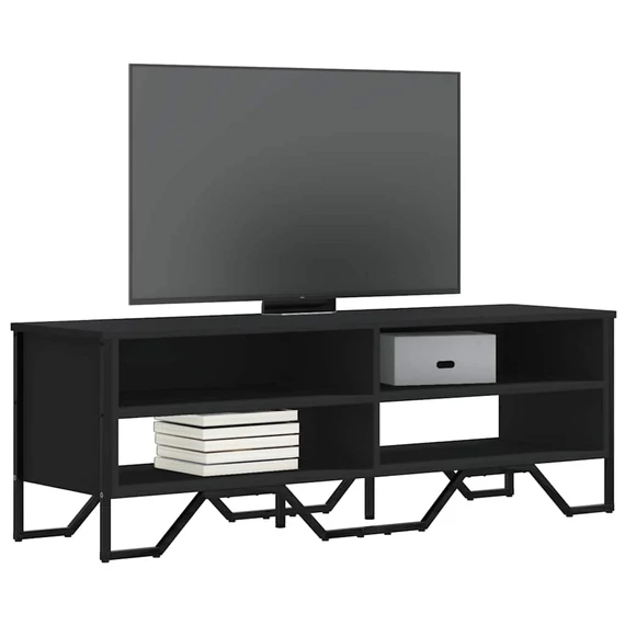 Fekete szerelt fa TV-szekrény 122 x 34 x 41 cm