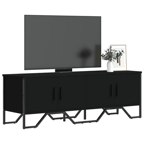 Fekete szerelt fa TV-szekrény 122 x 34 x 41 cm