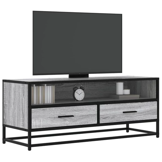 Szürke sonoma színű szerelt fa és fém TV-szekrény 100x34,5x40cm