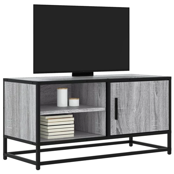 Szürke sonoma színű szerelt fa és fém TV-szekrény 80x34,5x40 cm