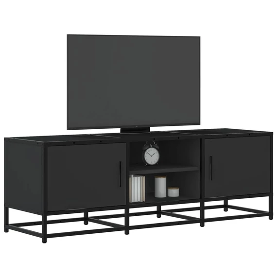 Fekete szerelt fa és fém TV-szekrény 120x35x41 cm