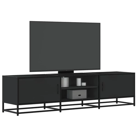 Fekete szerelt fa és fém TV-szekrény 160x35x41 cm