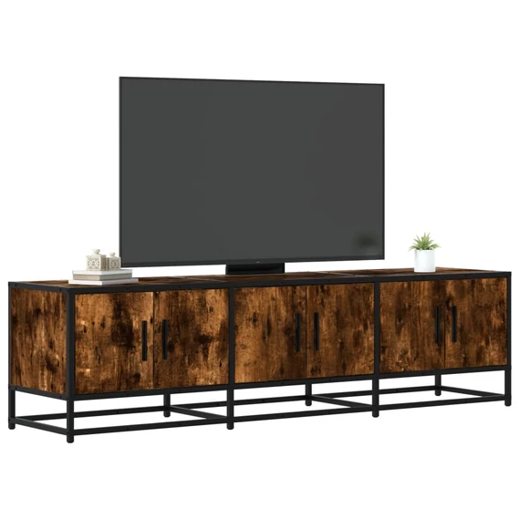 Füstös tölgy színű szerelt fa és fém TV-szekrény 150x35x41 cm