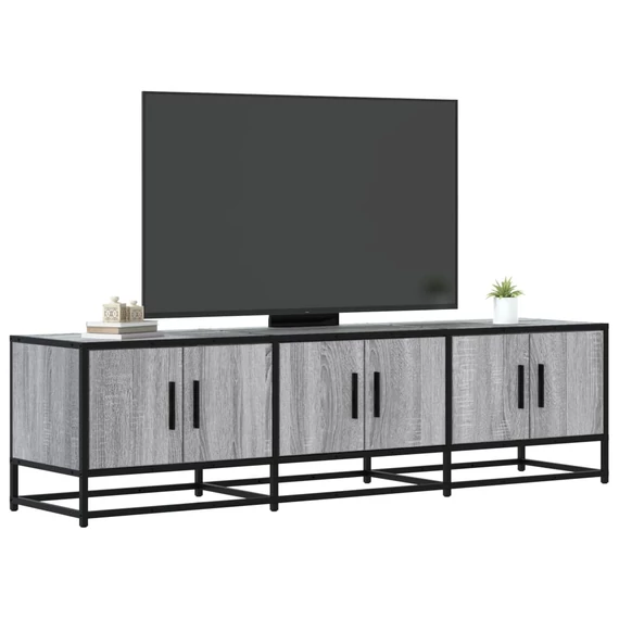 Szürke sonoma színű szerelt fa és fém TV-szekrény 150x35x41 cm