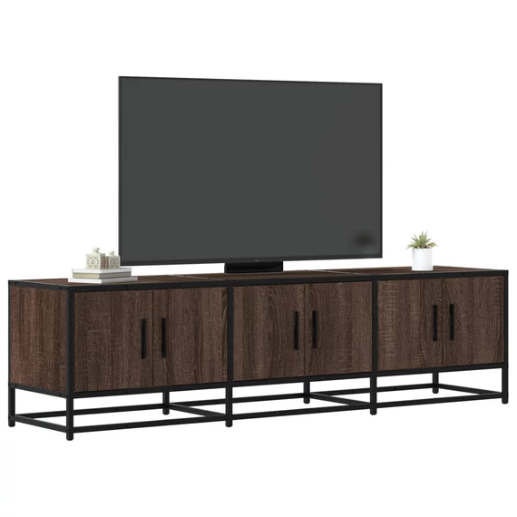 Barna tölgy színű szerelt fa és fém TV-szekrény 150x35x41 cm