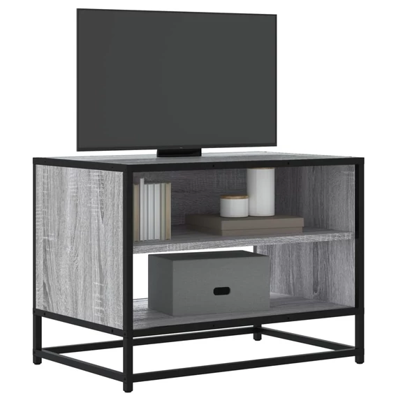 Szürke sonoma színű szerelt fa és fém TV-szekrény 61x40x46 cm