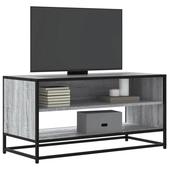 Szürke sonoma színű szerelt fa és fém TV-szekrény 91x40x46 cm