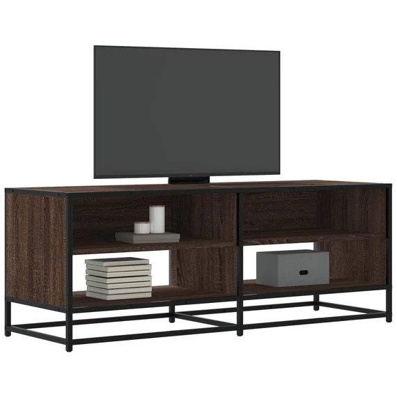Barna tölgy színű szerelt fa és fém TV-szekrény 120,5x40x46 cm