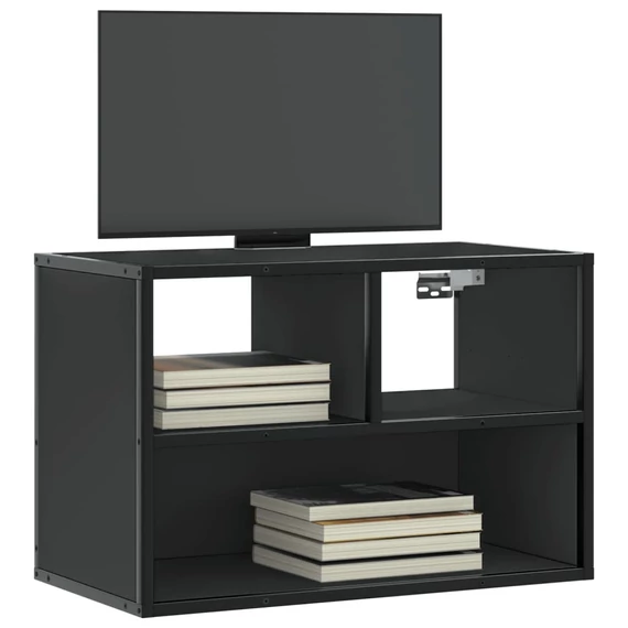 Fekete szerelt fa és fém TV-szekrény 60 x 31 x 39,5 cm