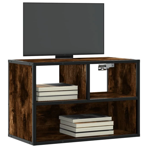 Füstös tölgy színű szerelt fa és fém TV-szekrény 60x31x39,5 cm