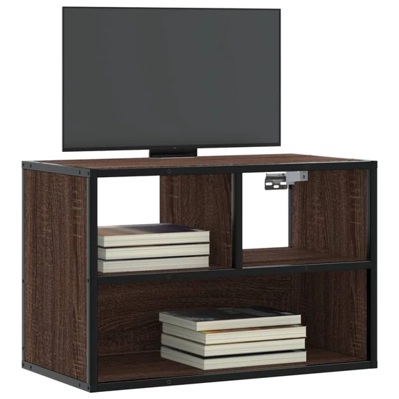 Barna tölgy színű szerelt fa és fém TV-szekrény 60x31x39,5 cm