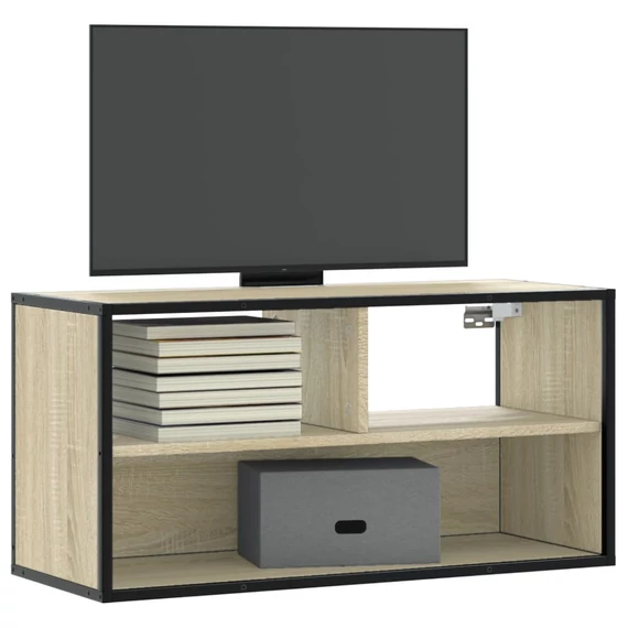 Sonoma tölgy színű szerelt fa és fém TV-szekrény 80x31x39,5 cm