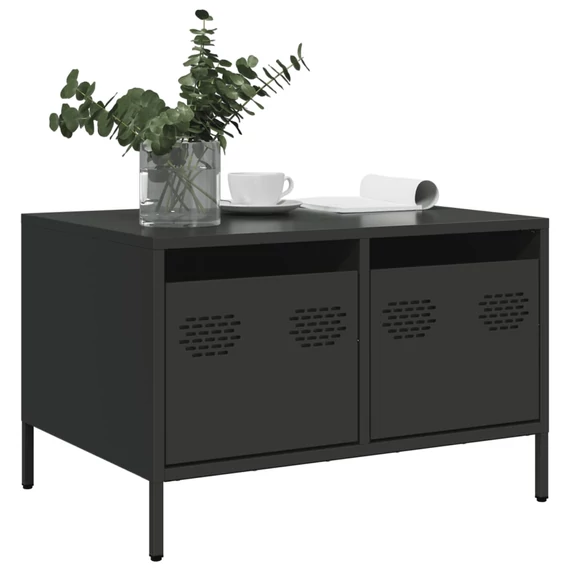 Fekete hidegen hengerelt acél TV-szekrény 68 x 50 x 43,5 cm
