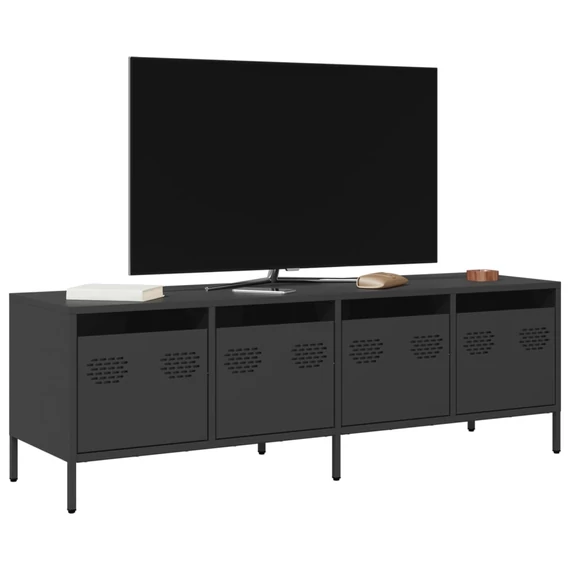 Fekete hidegen hengerelt acél TV-szekrény 135 x 39 x 43,5 cm