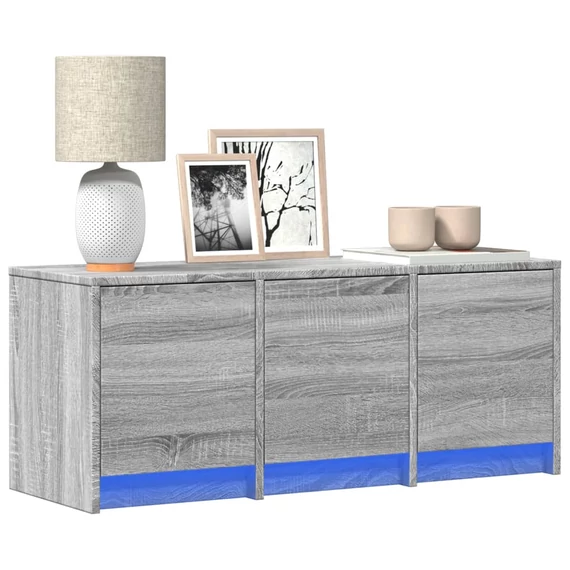 Szürke sonoma színű szerelt fa TV-szekrény LED-del 97x34x40 cm