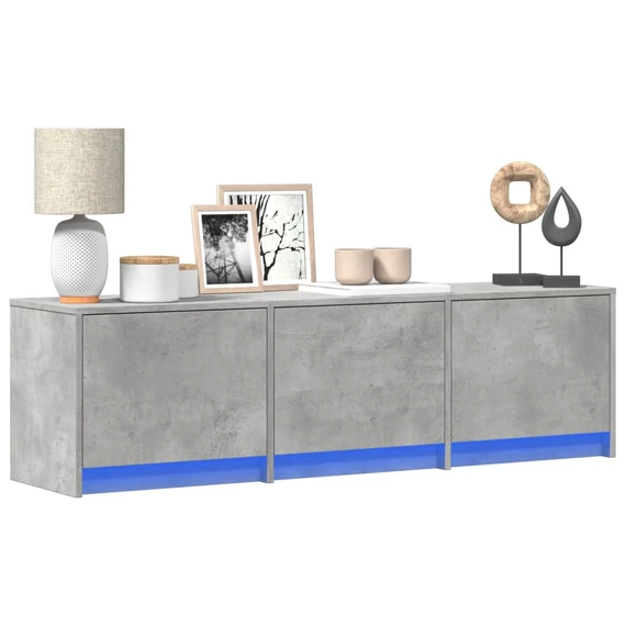 Betonszürke szerelt fa TV-szekrény LED-ekkel 140 x 34 x 40 cm
