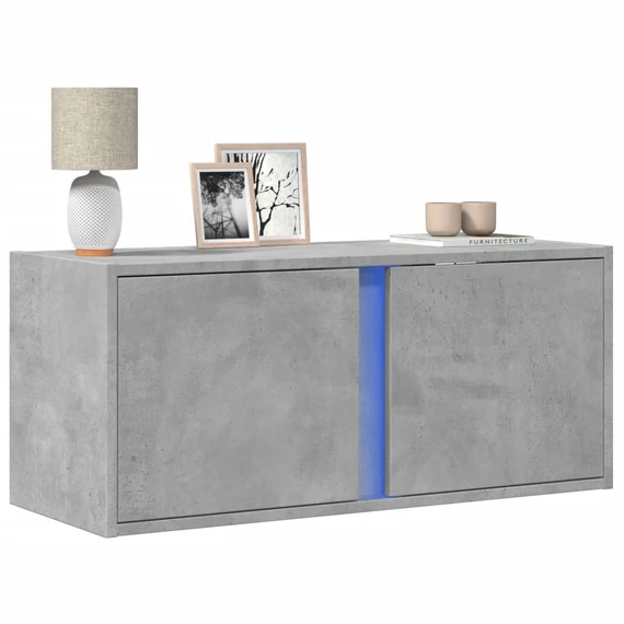 Betonszürke falra szerelhető TV-szekrény LED-del 80x31x35 cm