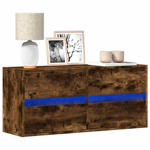 Füstös tölgy színű fali TV-szekrény LED-ekkel 100x31x45 cm