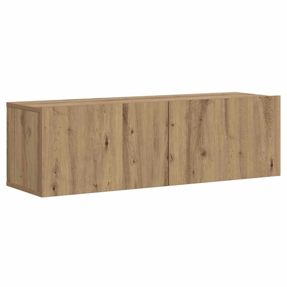 Kézműves tölgy színű szerelt fa fali TV-szekrény 100x30x30 cm