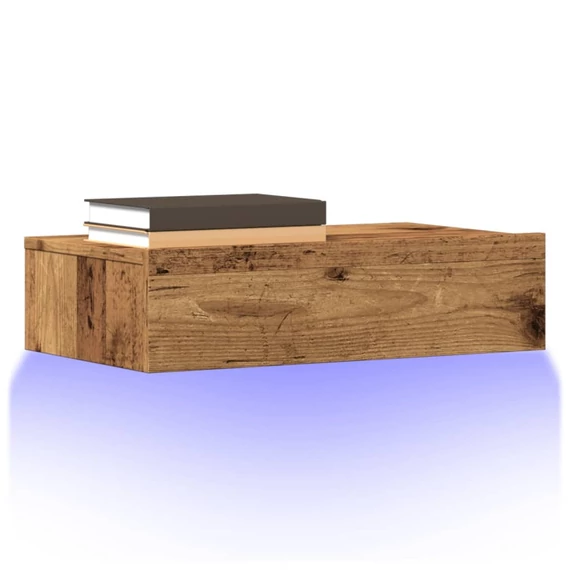 2 db antik fa színű TV-szekrény LED-lámpákkal 60 x 35 x 15,5 cm