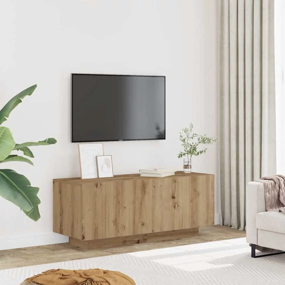 Kézműves tölgy színű szerelt fa TV-szekrény 100 x 35 x 40 cm