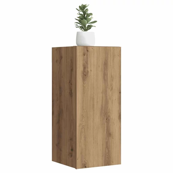 Kézműves tölgy színű szerelt fa TV-szekrény 30,5 x 30 x 60 cm