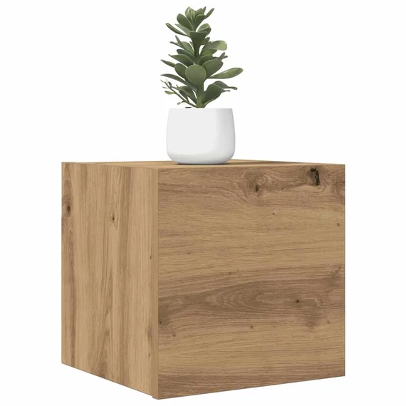2 db kézműves tölgy falra szerelhető TV-szekrény 30,5x30x30 cm
