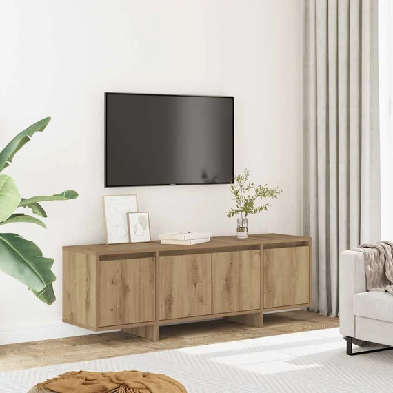 Kézműves tölgy színű szerelt fa TV-szekrény 120 x 30 x 40,5 cm