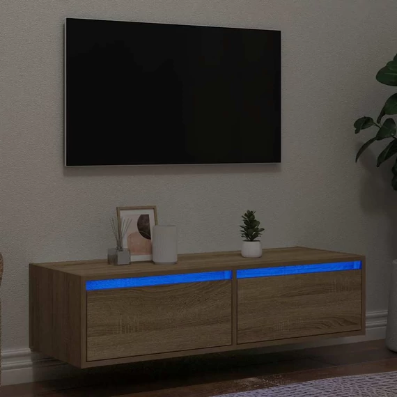 TV szekrény LED világítással sonoma tölgy 100X35,5x25 cm