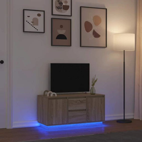 Sonoma-tölgy színű TV-szekrény LED-lámpákkal 100x41x50 cm