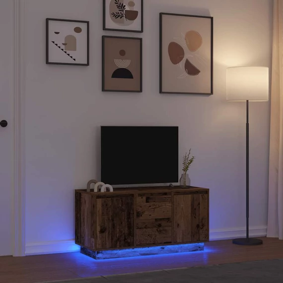 Antik fa színű TV-szekrény LED-lámpákkal 100x41x50 cm