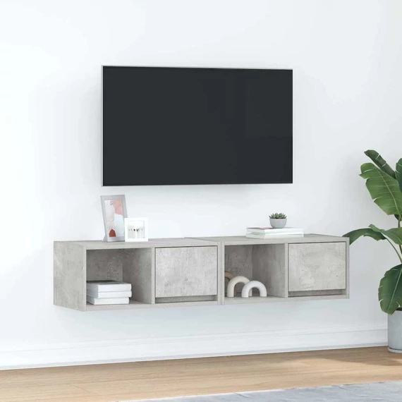 2 db betonszürke szerelt fa TV-szekrény 60x31x25,5 cm
