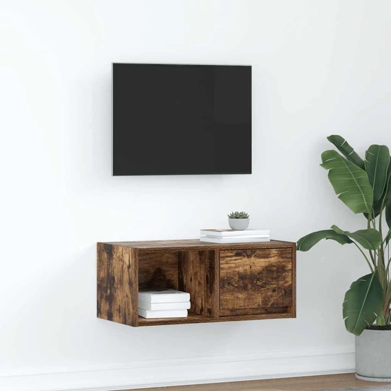 Füstös tölgy színű szerelt fa TV-szekrény 60x31x25,5 cm