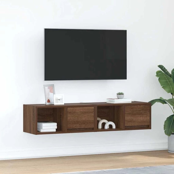 2 db barna tölgy színű szerelt fa TV-szekrény 60x31x25,5 cm