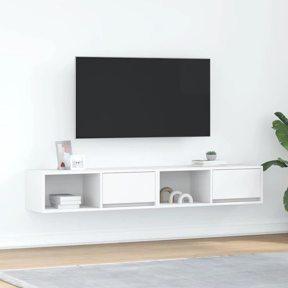 2 db fehér szerelt fa TV-szekrény 80x31x25,5 cm