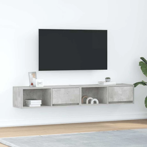 2 db betonszürke szerelt fa TV-szekrény 80x31x25,5 cm