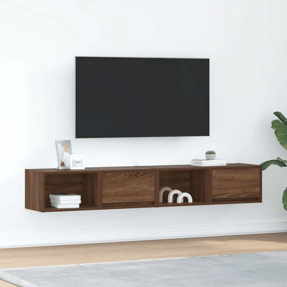 2 db barna tölgy színű szerelt fa TV-szekrény 80x31x25,5 cm