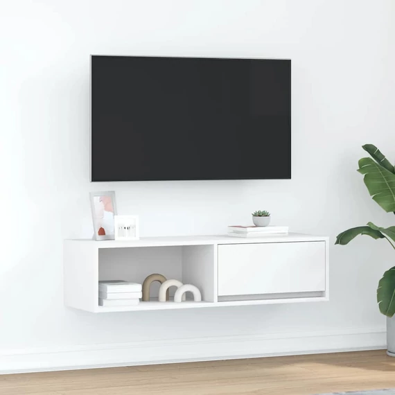 Fehér szerelt fa TV-szekrény 100x31x25,5 cm
