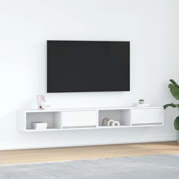 2 db fehér szerelt fa TV-szekrény 100x31x25,5 cm