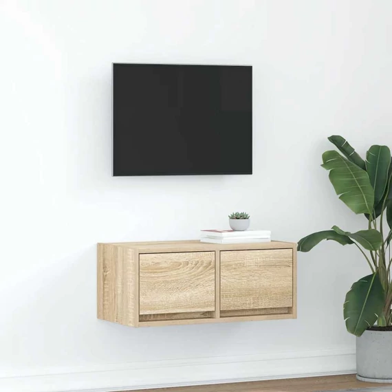 Sonoma tölgy színű szerelt fa fali TV-szekrény 60x31x25,5 cm