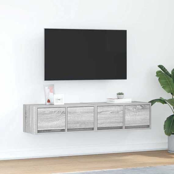 2 db szürke sonoma szerelt fa fali TV-szekrény 60x31x25,5 cm
